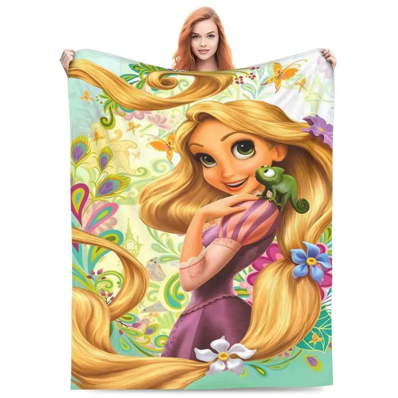Disney Rapunzel Christmas Gift Throw Blanket, Pascal Floral Fleece Bedding for Holiday Present & Office Cozy Decor