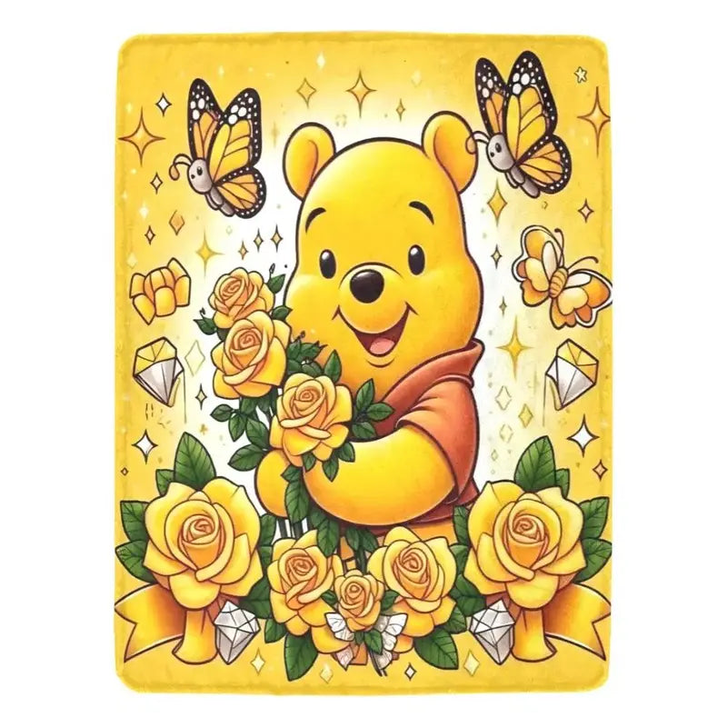 Disney Winnie The Pooh & Piglet Cartoon Printed Fuzzy Soft Cuddle Blanket - Cozy Decorative Sofa Throw for Bed, Couch, Valentine's Day Gift, Cartoon Printed Blanket