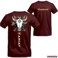 Ariat T-shirt - Bold Design Featuring A Cowboy-style Bull Skull With Intricate Native Patterns, Offering A Unique And Stylish Look, Perfect For Both Men And Women Unisex Menswear