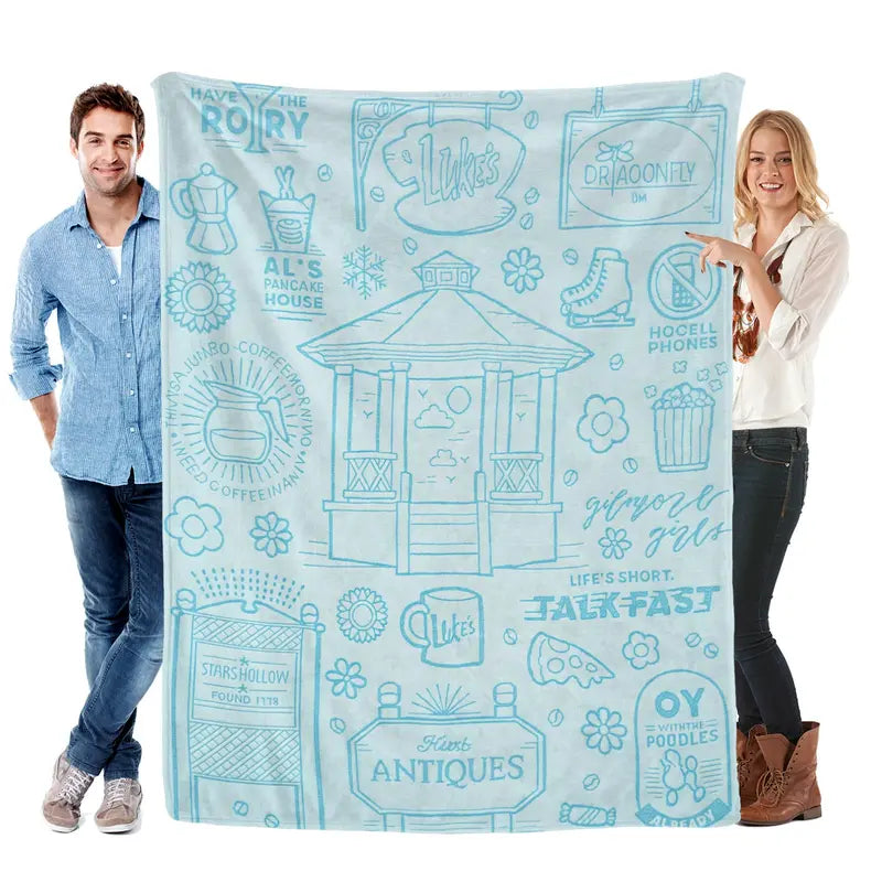 Gilmore Girls Themed Ultra-Soft Polyester Fleece Throw Blanket - SK Tj Maxx Collection, Fan-Collection Pick, Luke's Diner, Stars Hollow, Where You Lead Quotes, Couch/Bed Use, Living Room Decor, Home Décor, Machine Washable, Fleece Texture
