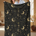 Moon & Star Print Blanket, Soft Comfortable Throw Blanket, Cozy Chic Blanket, Air Conditioned Room Blanket for Home Office Dormitory Camping Travel, Stylish Blanket, Cozy Throw Blankets