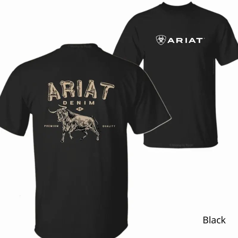 Ariat T-shirt - Featuring A Powerful Bull Logo Design, Suitable For Casual Style And Outdoor Activities, Crafted With High-quality And able Fabric Unisex