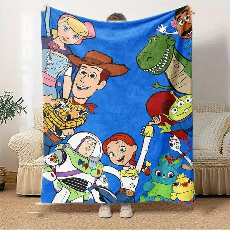 Disney 2026 New Toy Story Newspaper Breakthrough Graphic Blanket - Ultra-Soft Fluffy Fleece Decorative Cartoon Character Print Throw Blanket with Woody & Buzz Design for Home, Travel (Holiday Gift), Decorative Blankets