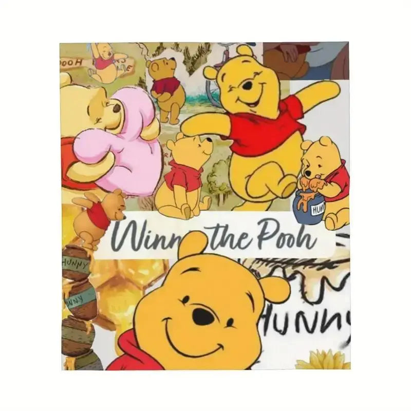 Disney Winnie The Pooh Cartoon Printed Microfiber Blanket - Super Soft, Heartwarming Happy Gift, Decorative Sofa Blanket for Bedroom Couch Summer Bedding, Heartwarming Blanket Gift