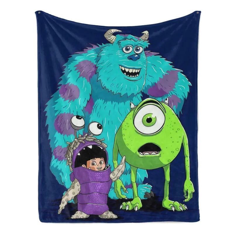 Disney Pixar Monsters Inc Cartoon Printed Cozy Throw Blanket - Flannel Fleece, Classic Theme, Anti-Fade Print, Decorative Sofa Blanket for Bed, Office