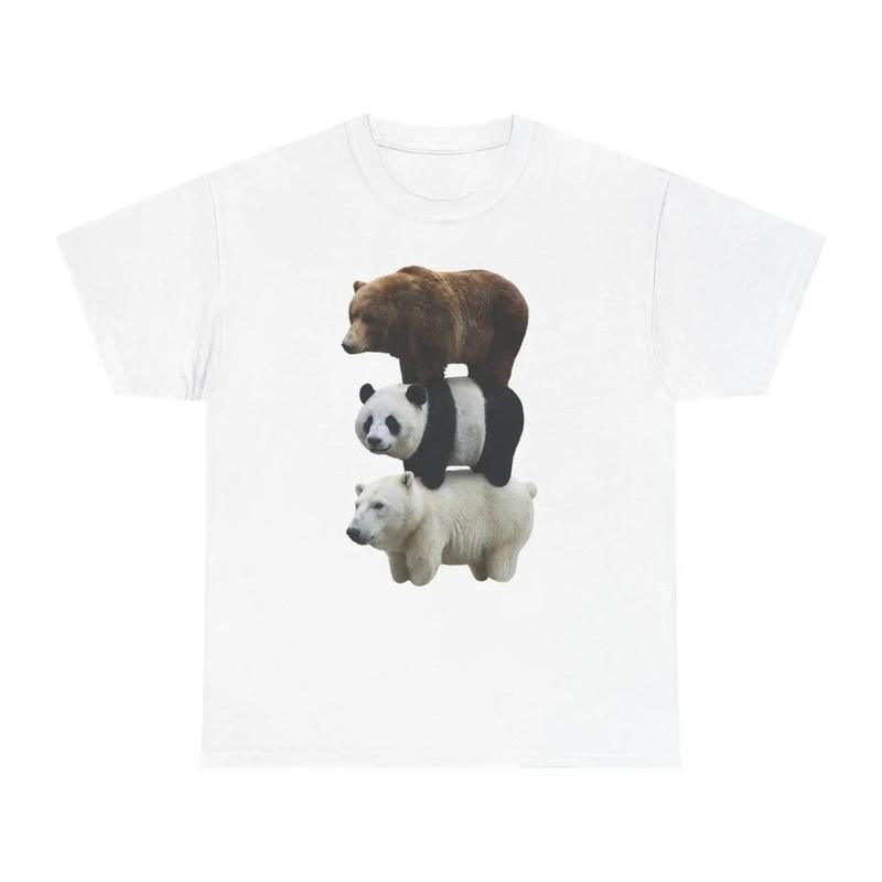 Men's 100% Cotton Slim-Fitting Short-Sleeve Round Neck Unisex Graphic T-Shirt, Realistic Bear Animal Print Casual Streetwear Menswear Top