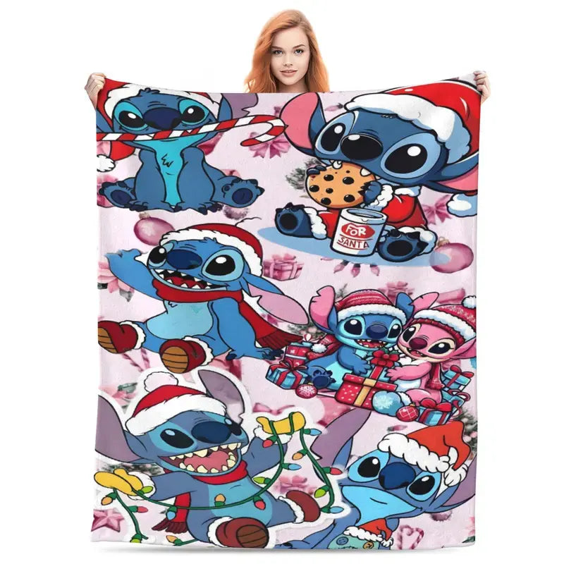 Disney Lilo & Stitch Flannel Fleece Throw Blanket - Cosmic Floral & Cute Heart Graphic, Ultra-Soft, Multi-Size, Home Office Use, Christmas Gift (Lilo & Stitch Graphic Blankets)