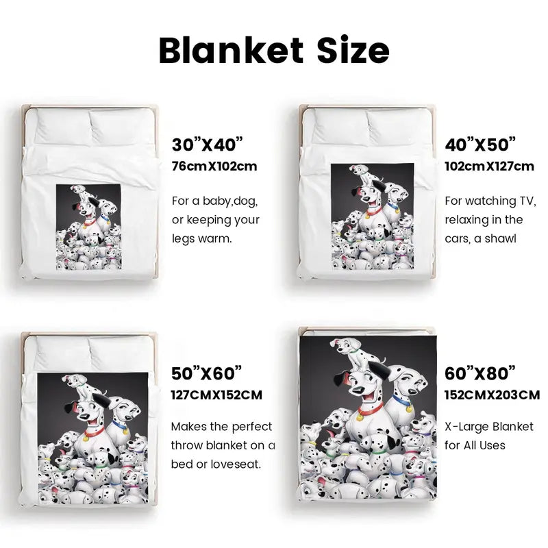 Disney 101 Dalmatians Cotton Blend Fleece Throw Blanket, Anti-Fade Puppy Print, Flannel Fabric, Multi-Size, Soft - Home & Travel Holiday Gift (Bed, Couch), Anti-Fade Print