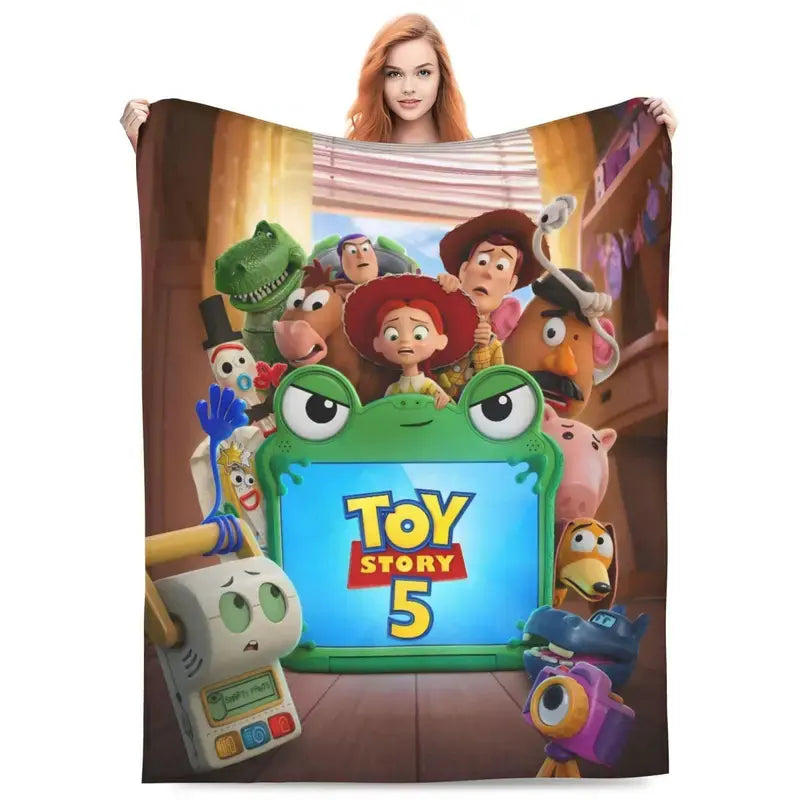 Disney 2026 New Toy Story Newspaper Breakthrough Graphic Blanket - Ultra-Soft Fluffy Fleece Decorative Cartoon Character Print Throw Blanket with Woody & Buzz Design for Home, Travel (Holiday Gift), Decorative Blankets