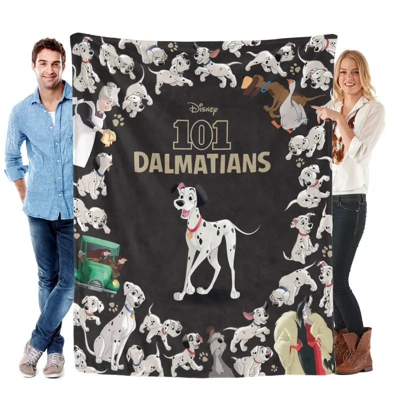 Disney 101 Dalmatians Cotton Blend Fleece Throw Blanket, Anti-Fade Puppy Print, Flannel Fabric, Multi-Size, Soft - Home & Travel Holiday Gift (Bed, Couch), Anti-Fade Print