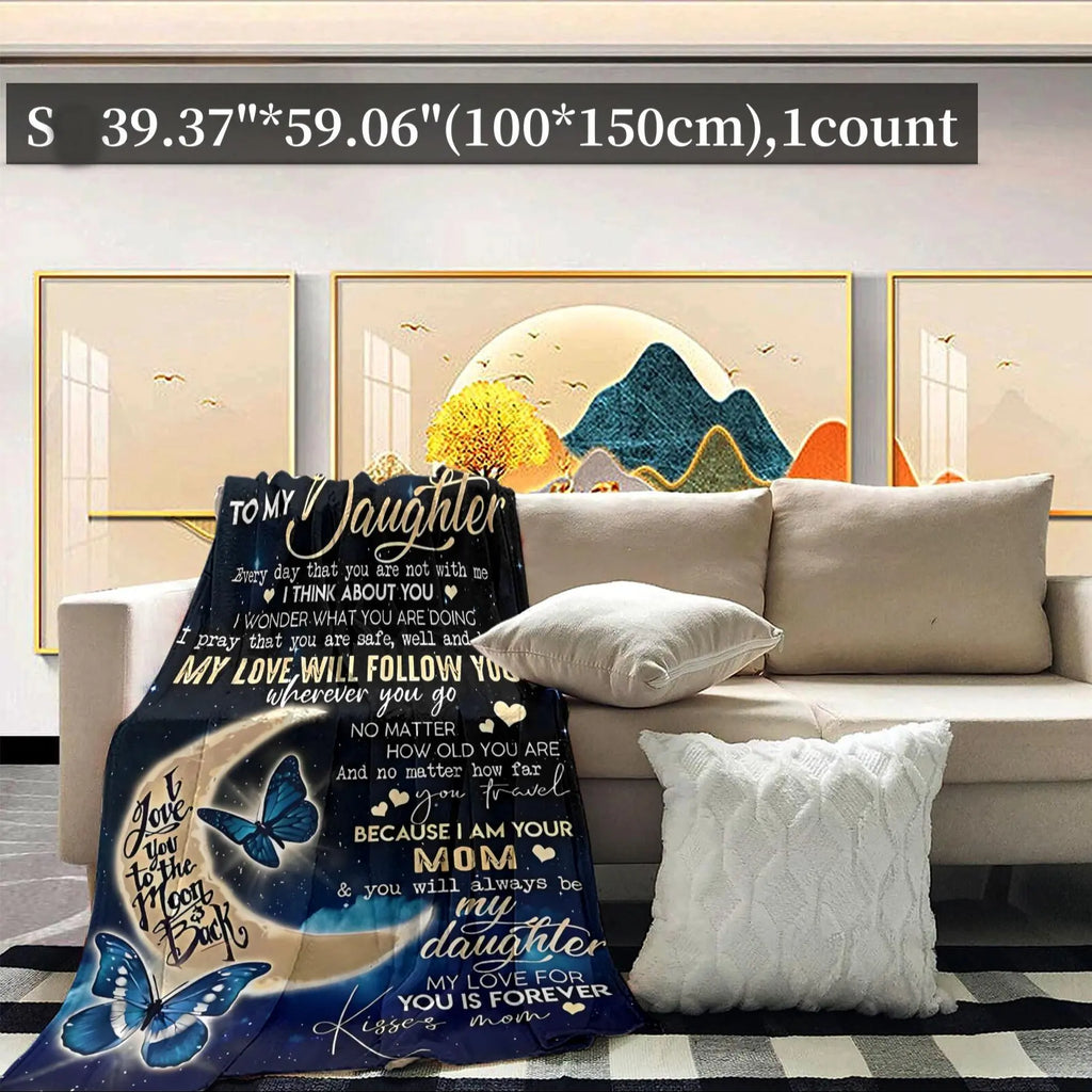 Butterfly & Letter Pattern Blanket, Soft Throw Blanket, Soft Cozy Blanket, Air-conditioned Room Blanket, Warm Nap Blanket for Home Office Travel Camping