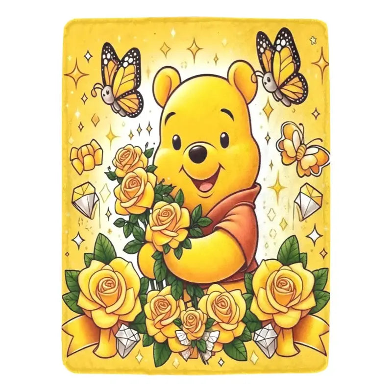 Disney Winnie The Pooh & Piglet Cartoon Printed Fuzzy Soft Cuddle Blanket - Cozy Decorative Sofa Throw for Bed, Couch, Valentine's Day Gift, Cartoon Printed Blanket