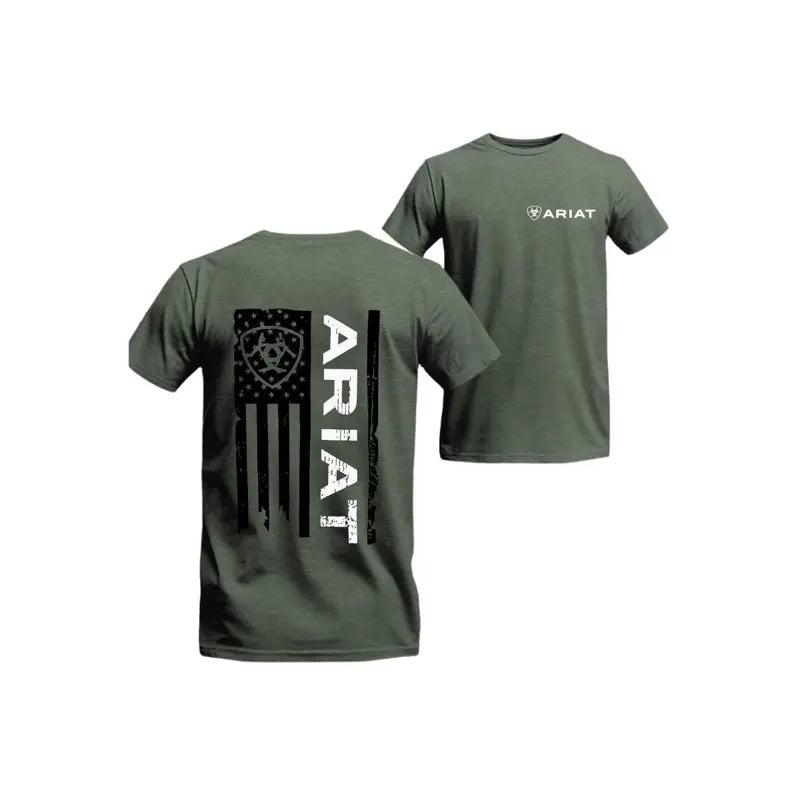 Trendy Ariat T-shirt - Bold Americana Design Featuring Distressed Flag And Ariat Logo, Tee For Men's And Women's Casual Wear, Menswear ,Top, Boyfriend Gift Gildan