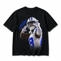 Customized Men's Number 88 Football Athlete Portrait Signature Graphic Round Neck Short-Sleeve Oversized White Casual Streetwear Sports Fan Menswear Top,Tee,Fighter Collection