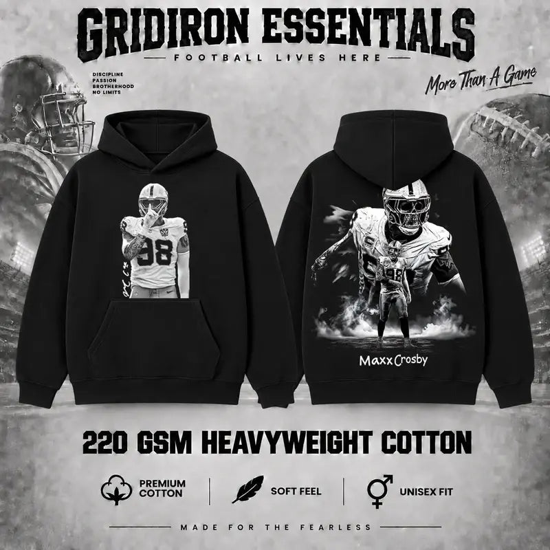 Maxx Crosby #98 V2 The Condor Football T-Shirt, Hoodie & Sweatshirt, Premium 100% Cotton Fan Shirt, The Condor Crosby Fans Apparel, American Football Graphic Shirt, Game Day Outfit, Touchdown Style, Streetwear Pullover Hoodie Gift