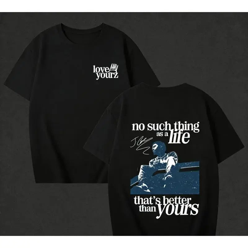 Men's Customized Short-Sleeve Fashion T-Shirt - Unisex Fit, Round Neck Soft Cotton Graphic Vintage Tee, "Love Yourz" Lyrics Art, Casual Streetwear Hip-Hop Biker Menswear Top