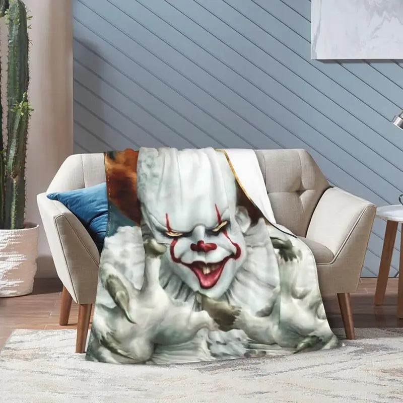 Clown Horror Luxury Throw Blanket Warm Soft Flannel Bed Blanket for Living Room Sofa Bedroom Decor Young Adults Men Women Boy Girl Gift Gifts