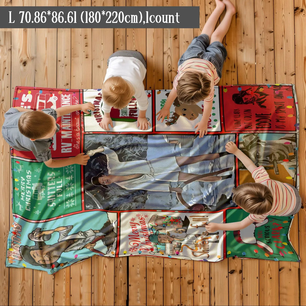 Christmas Themed Blanket, 1 Count Soft Air-conditioned Room Throw, Warm Nap Blanket for Home Office Travel Camping