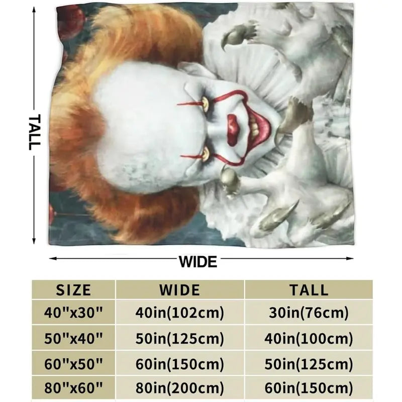 Clown Horror Luxury Throw Blanket Warm Soft Flannel Bed Blanket for Living Room Sofa Bedroom Decor Young Adults Men Women Boy Girl Gift Gifts