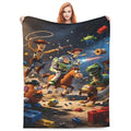 Disney Pixar Toy Story Woody & Buzz Lightyear Action Scene Christmas Present & Holiday Fleece Throw Blanket