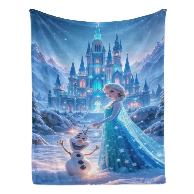 Disney 2026 Classic Frozen Elsa & Olaf Ice Castle Flannel Fleece Throw Blanket, Soft Fabric, Anti-Fade Princess Fairy Tale Prints, Winter Snow Graphics, Multi-Purpose for Bed-Couch Use, Ideal Holiday Gift, Blankets for Bed