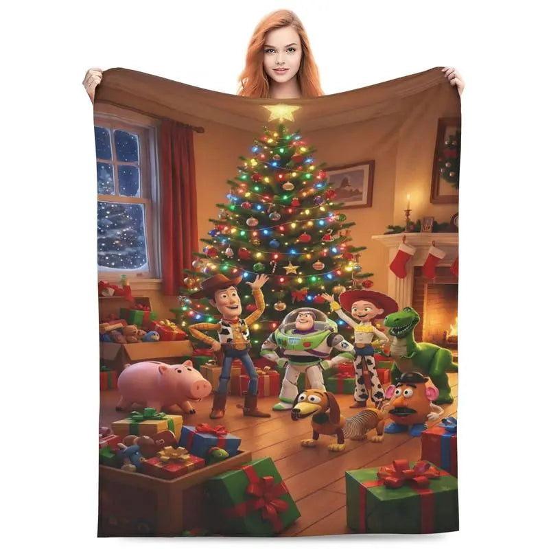 Disney Pixar Toy Story Woody & Buzz Graphic Soft Fleece Comfort Throw Blanket, Holiday Christmas Tree Decor Gift for Kids,comfrt