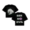 Purpoz See No Evil Mens Cotton Textured Knit T-Shirt - Round Neck Short-Sleeve Regular Fit Mens Clothing, Gifts for Him, Streetwear/Graphic/Casual Chic Autumn Boyfriend Tee with Themed Designs
