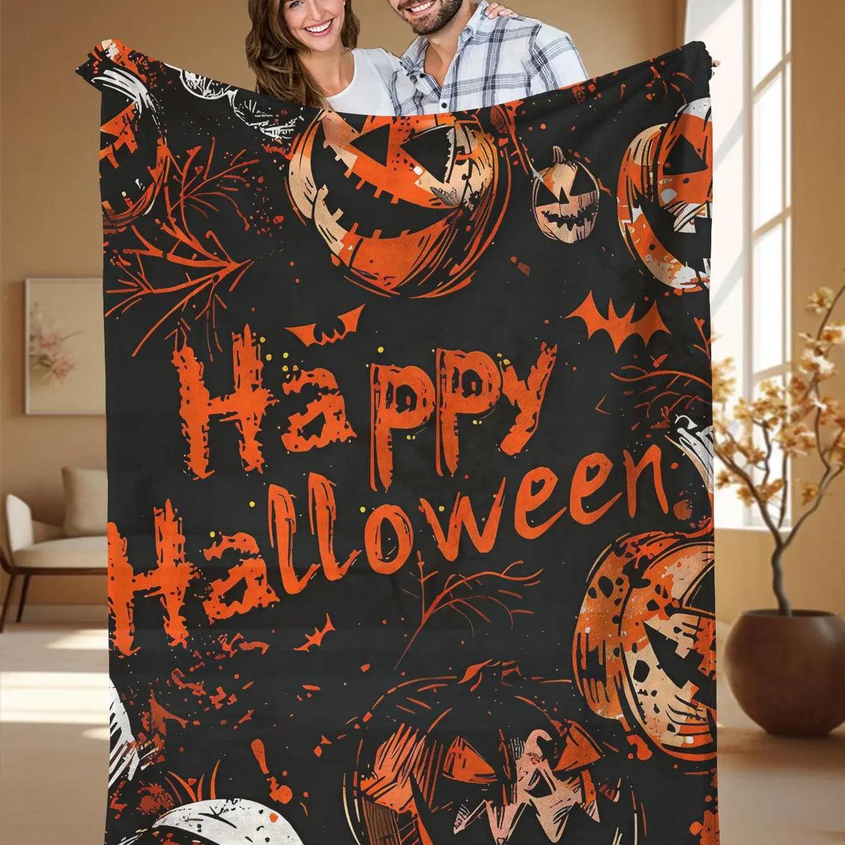 Blanket, 1 Count Soft Comfortable Throw Blanket, Cool Bedroom Bedding Blankets, Halloween Themed Warm Napping Blanket for Home Office Travel, Christmas Gifts, Christmas Decorations