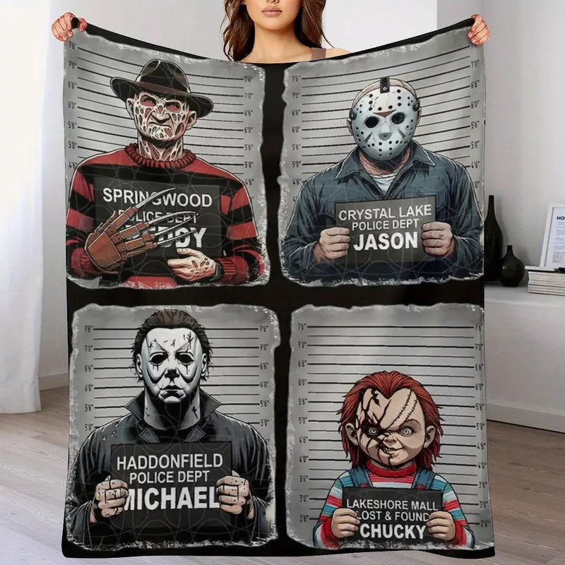 [Summer Sale Deals] Horror movie throw blanket is soft and cozy, perfect for home office or picnic decoration for Halloween