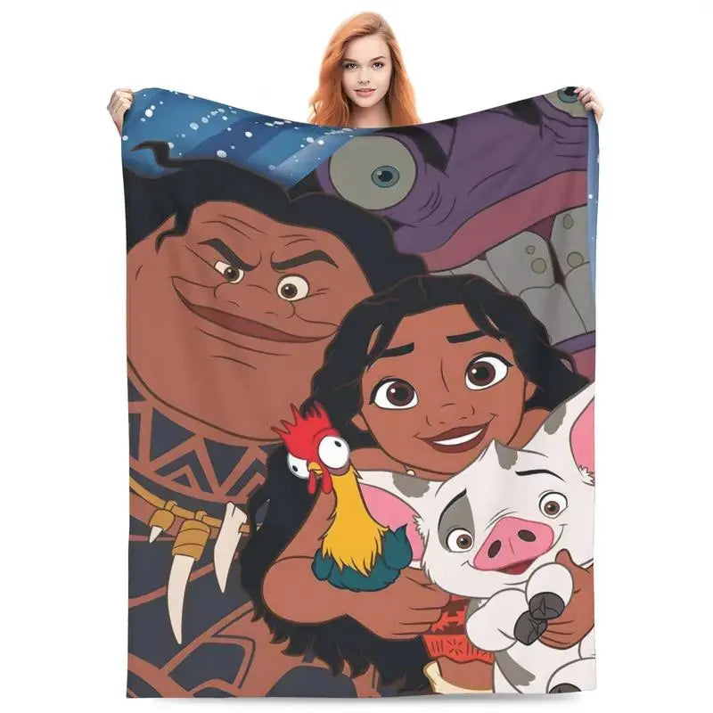 Disney Classic 2026 New Moana Fleece Throw Blanket, Maui Graphic Design, Cozy Soft for Bed & Couch, Holiday Gift for Home Use