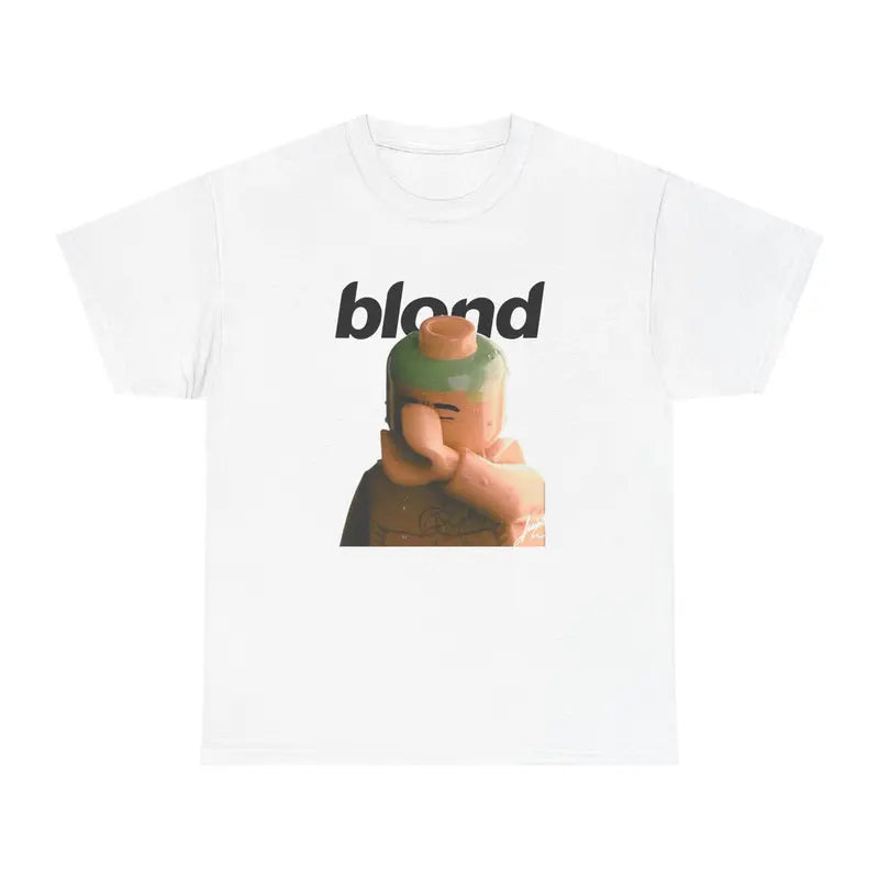 Customized Vintage Blond Art Print Short-Sleeve Heavy Cotton Knit Unisex T-Shirt - Classic Casual Frank Block Graphic Top