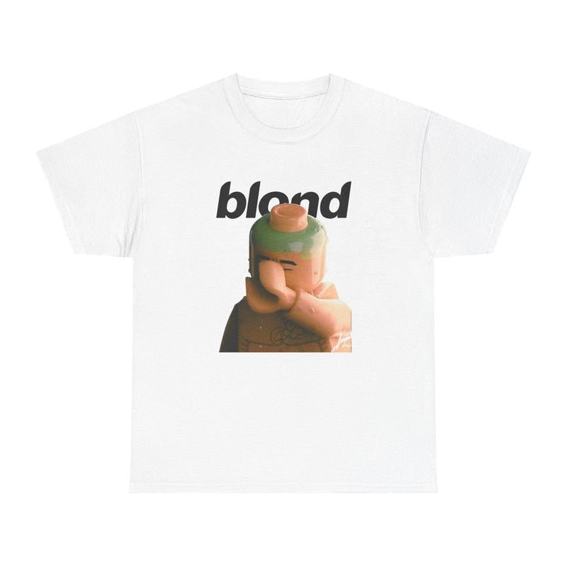 Customized Vintage Blond Art Print Short-Sleeve Heavy Cotton Knit Unisex T-Shirt - Classic Casual Frank Block Graphic Top