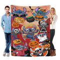 Disney Stitch Halloween Friends Horror Mashup Fleece Throw Blanket, Spooky Graphic, Soft, Comfort, for Bed, Couch, Gift,comfrt