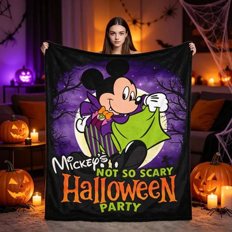 Disney Mickey Mouse Halloween Flannel Fleece Character-Themed Blanket - Multi-Size, Ultra-Soft, Spooky Blankets for Bed, Gift