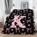 Classic Soft Flannel Throw Blanket - A-Z Initial Alphabet Print, 30x40 to 60x80 in, Black Blush Pink Design, Custom Monogrammed, Soft Texture, Durable All-Season Bedding for Bedroom, Gifts for Women, GF Gift