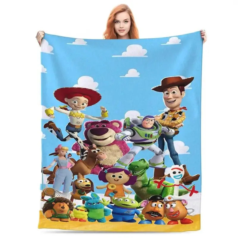 Disney 2026 New Toy Story Newspaper Breakthrough Graphic Blanket - Ultra-Soft Fluffy Fleece Decorative Cartoon Character Print Throw Blanket with Woody & Buzz Design for Home, Travel (Holiday Gift), Decorative Blankets