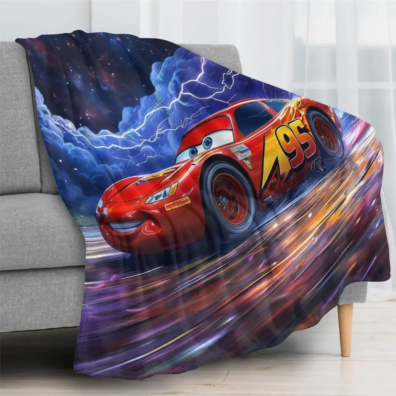 Disney Pixar Cars Lightning McQueen Galaxy Thunder Storm Christmas Present & Holiday Gift Fleece Throw Blanket