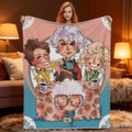 Golden Girls Blanket - Cute Cartoon Print 30 – 39 In/40 – 56 In, Cozy Warmth for Naps & Lounging, Travel Nap Ready Versatile Throws for Living Room-Office, All-Season Gift for Adults
