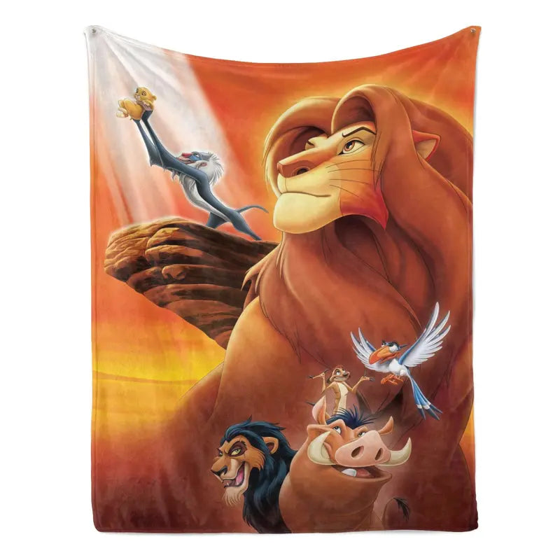Disney Classic 2026 Lion King Character-Themed Blanket, Flannel Fleece Soft Fabric, Anti-Fade Print of Simba & Mufasa Safari Graphic, Cozy, Multi-Size for Home & Travel, Holiday Gift