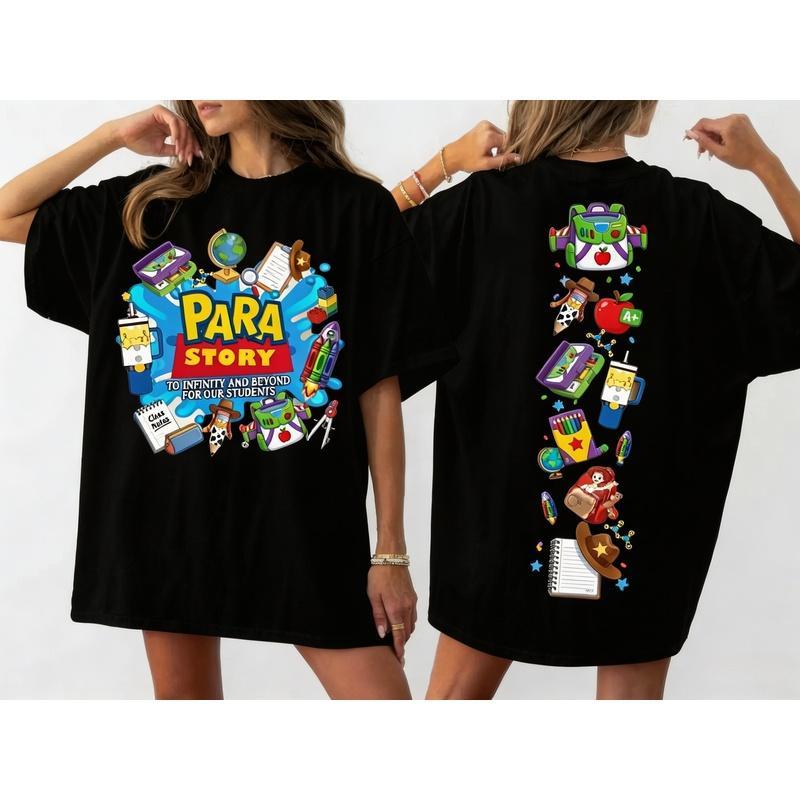 Men's Regular Fit Oversized Breathable Colorful Cute Textured Knit Aesthetic T-Shirt - Paraeducator Tee, Comfortable Infinity Fabric, Graphic Belle Princess Book Design, Everyday Wear, Back to School Gift