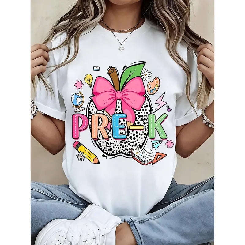 Men's Casual Fit Round Neck Short-Sleeve Customized Streetwear Tshirt - Black Fruit With Pink Bow Print, Basic T Shirt Casual Athleisure Tee for Preschool Teachers (Menswear)