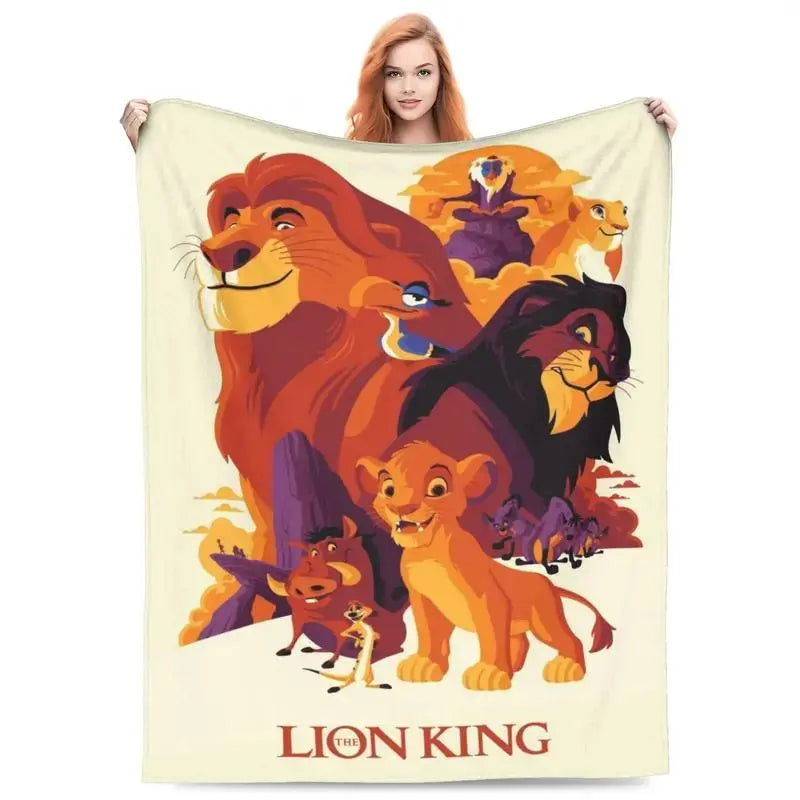 Disney Classic 2026 Lion King Character-Themed Blanket, Flannel Fleece Soft Fabric, Anti-Fade Print of Simba & Mufasa Safari Graphic, Cozy, Multi-Size for Home & Travel, Holiday Gift