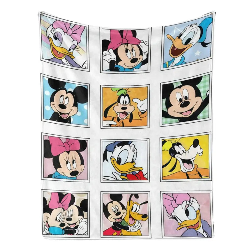 Disney Mickey and Friends Vintage Classic Comics Grid Print Fleece Throw Blanket - Anti-Fade, Soft Bedding for Living Room Decor, Holiday Gifting
