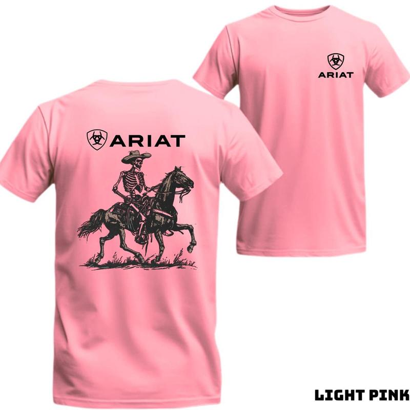 Ariat T-shirt - Unique Cowboy Skeleton Riding Design, Bold & Distinctive Style, Lightweight & able, Men's Top - Menswear