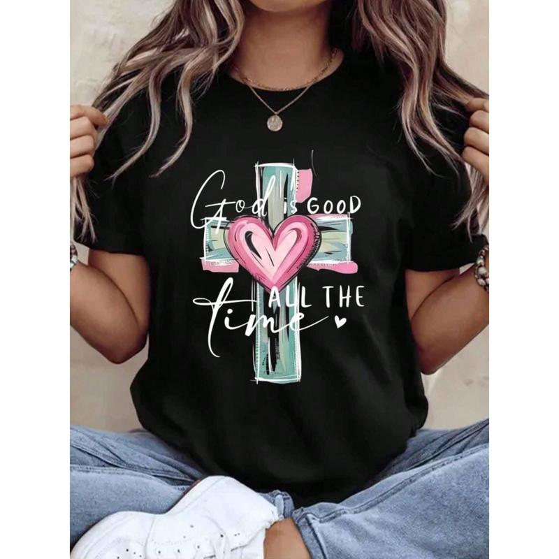 Women's God Is Good Christian Graphic T-Shirt - Casual Inspirational Tee, 100% Pure Cotton, Lightweight Breathable Short Sleeve, Loose Fit Round Neck Printed Top for Everyday Summer