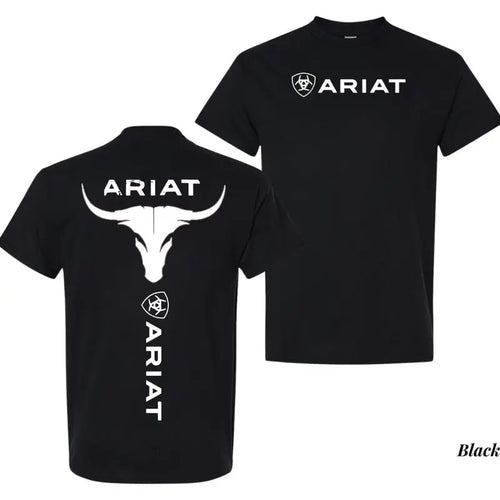 Ariat T-shirt, Bold Bull Skull Graphic With Iconic Ariat Logo Shirt, Graphic Tee, Full Size, Full Color, Perfect Gift For Men, For Women Top