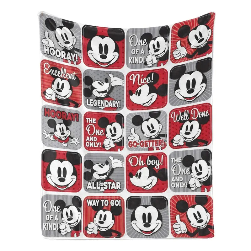Disney Mickey and Friends Vintage Classic Comics Grid Print Fleece Throw Blanket - Anti-Fade, Soft Bedding for Living Room Decor, Holiday Gifting