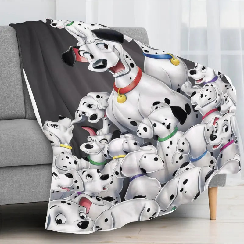 Disney 101 Dalmatians Cotton Blend Fleece Throw Blanket, Anti-Fade Puppy Print, Flannel Fabric, Multi-Size, Soft - Home & Travel Holiday Gift (Bed, Couch), Anti-Fade Print