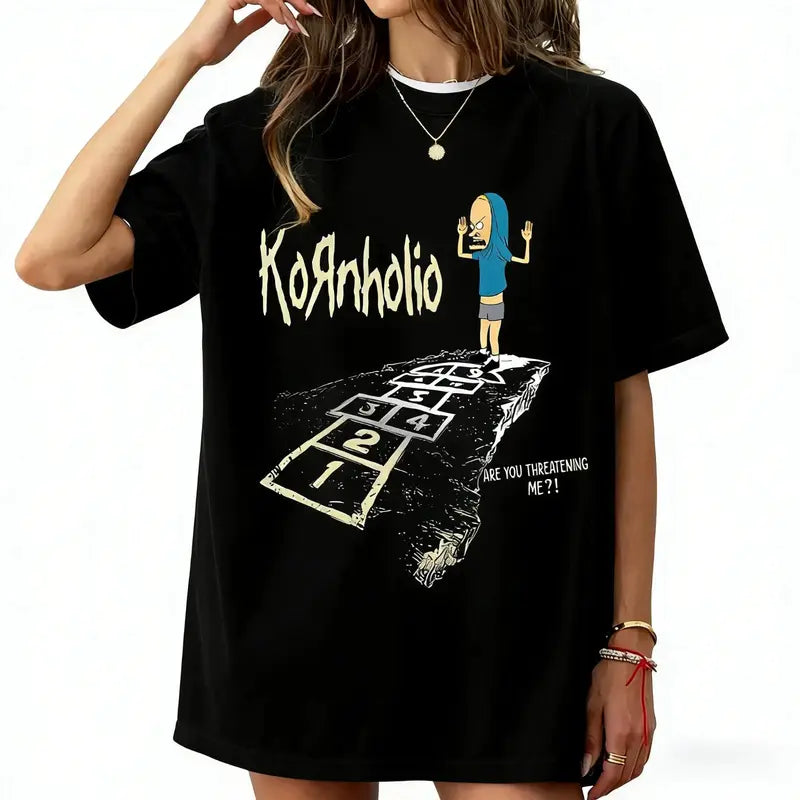 Vintage Kornholio Graphic T-Shirt, Funny Unisex Shirt, Retro Edgy Streetwear for Fans of 90s Cartoons,american
