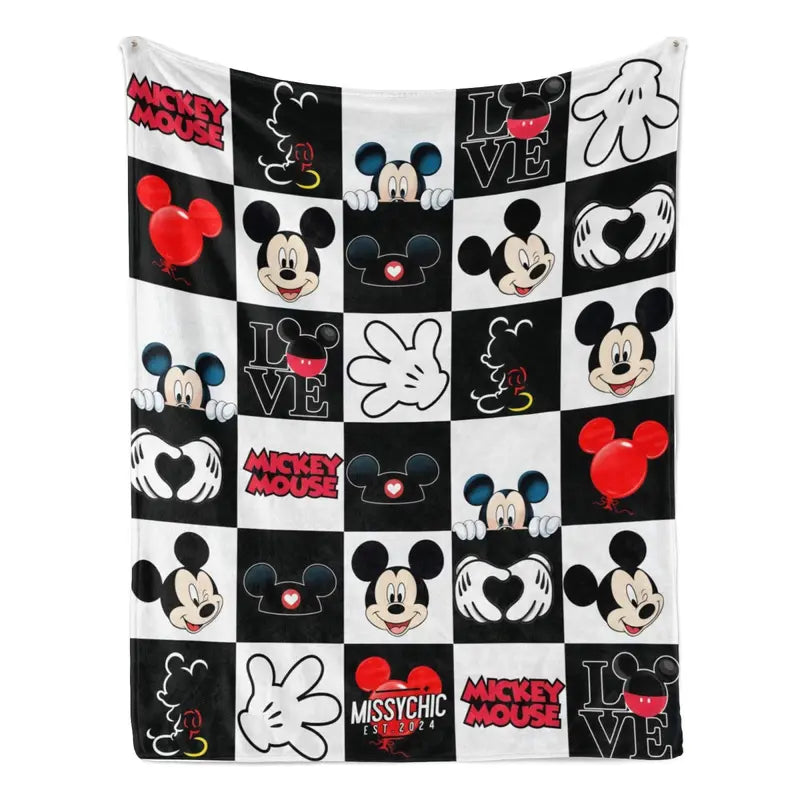 Disney Mickey and Friends Vintage Classic Comics Grid Print Fleece Throw Blanket - Anti-Fade, Soft Bedding for Living Room Decor, Holiday Gifting